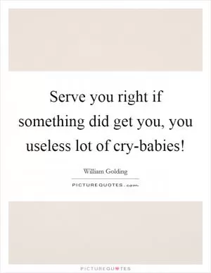 Serve you right if something did get you, you useless lot of cry-babies! Picture Quote #1