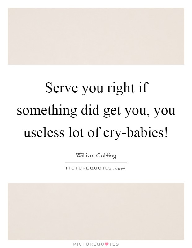 Serve you right if something did get you, you useless lot of cry-babies! Picture Quote #1