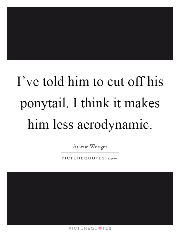 I've told him to cut off his ponytail. I think it makes him less aerodynamic. Picture Quote #1