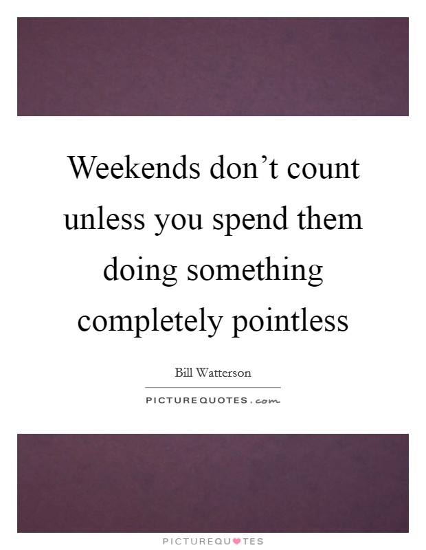 Weekends don't count unless you spend them doing something completely pointless Picture Quote #1