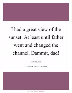 I had a great view of the sunset. At least until father went and changed the channel. Dammit, dad! Picture Quote #1