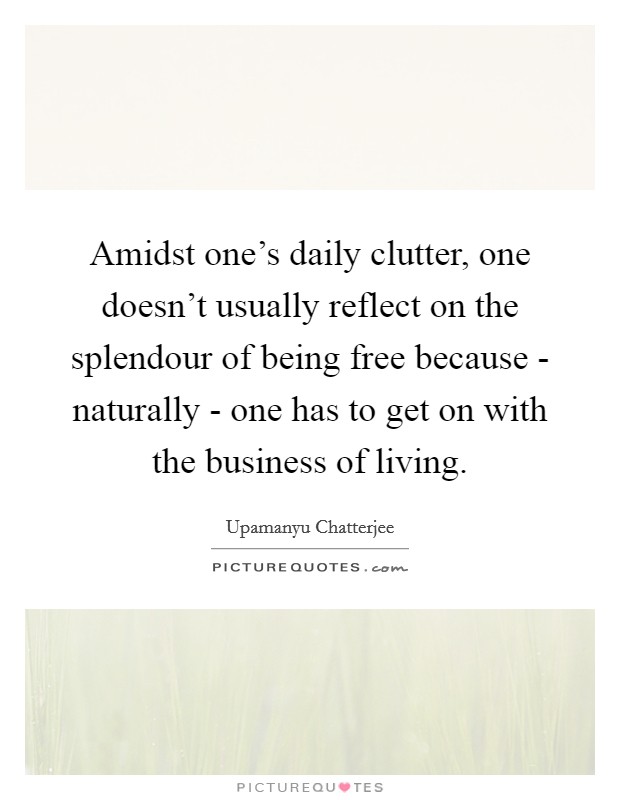 Amidst one's daily clutter, one doesn't usually reflect on the splendour of being free because - naturally - one has to get on with the business of living. Picture Quote #1
