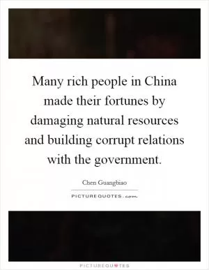 Many rich people in China made their fortunes by damaging natural resources and building corrupt relations with the government Picture Quote #1