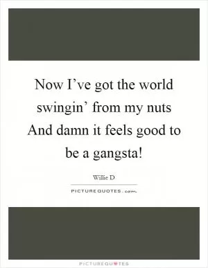 Now I’ve got the world swingin’ from my nuts And damn it feels good to be a gangsta! Picture Quote #1