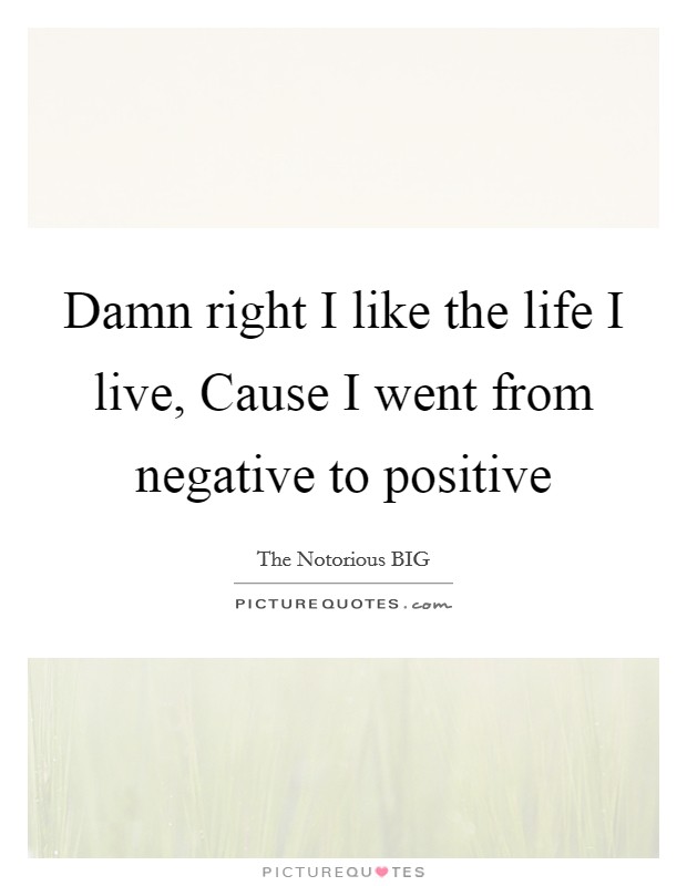 Damn right I like the life I live, Cause I went from negative to positive Picture Quote #1