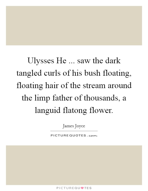 Ulysses He ... saw the dark tangled curls of his bush floating, floating hair of the stream around the limp father of thousands, a languid flatong flower. Picture Quote #1