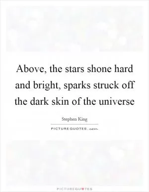 Above, the stars shone hard and bright, sparks struck off the dark skin of the universe Picture Quote #1