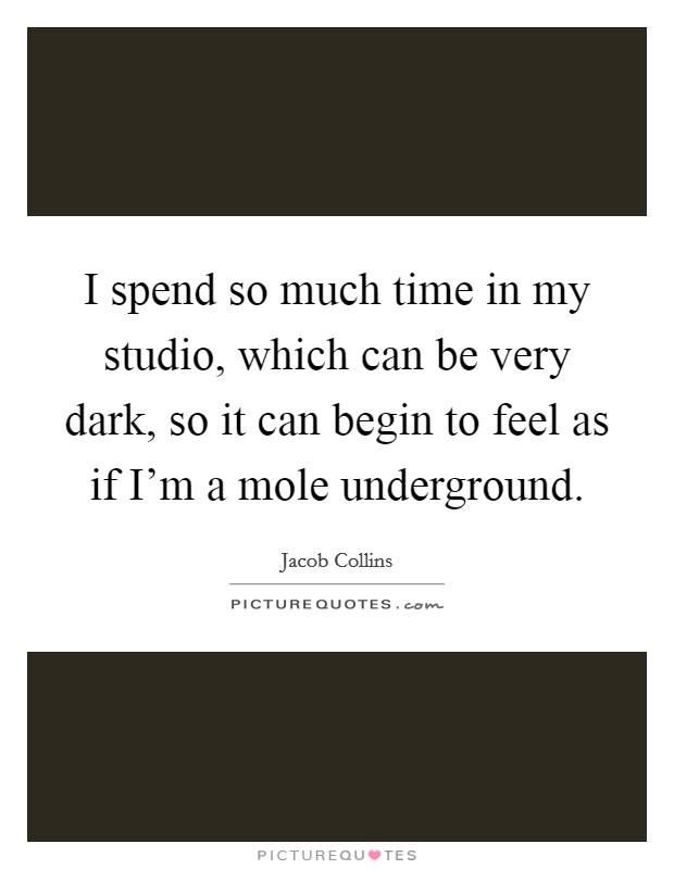 I spend so much time in my studio, which can be very dark, so it can begin to feel as if I'm a mole underground. Picture Quote #1