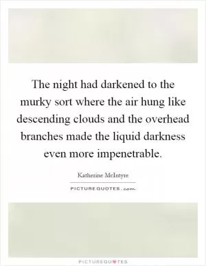 The night had darkened to the murky sort where the air hung like descending clouds and the overhead branches made the liquid darkness even more impenetrable Picture Quote #1
