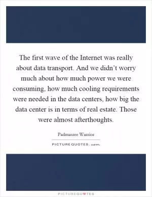 The first wave of the Internet was really about data transport. And we didn’t worry much about how much power we were consuming, how much cooling requirements were needed in the data centers, how big the data center is in terms of real estate. Those were almost afterthoughts Picture Quote #1
