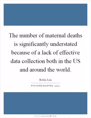 The number of maternal deaths is significantly understated because of a lack of effective data collection both in the US and around the world Picture Quote #1