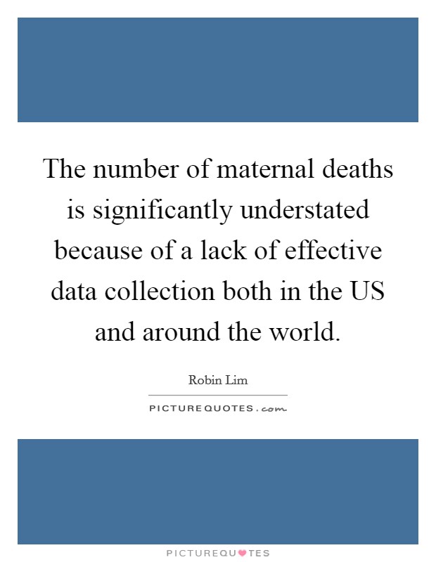 The number of maternal deaths is significantly understated because of a lack of effective data collection both in the US and around the world. Picture Quote #1