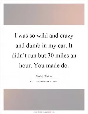 I was so wild and crazy and dumb in my car. It didn’t run but 30 miles an hour. You made do Picture Quote #1