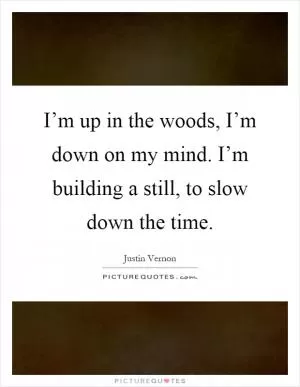 I’m up in the woods, I’m down on my mind. I’m building a still, to slow down the time Picture Quote #1