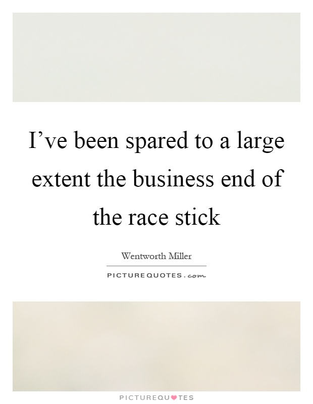 I've been spared to a large extent the business end of the race stick Picture Quote #1