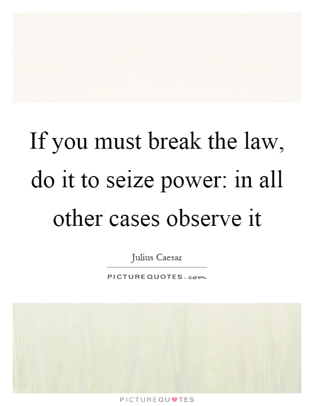 If you must break the law, do it to seize power: in all other cases observe it Picture Quote #1