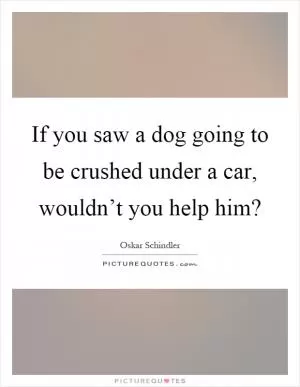 If you saw a dog going to be crushed under a car, wouldn’t you help him? Picture Quote #1