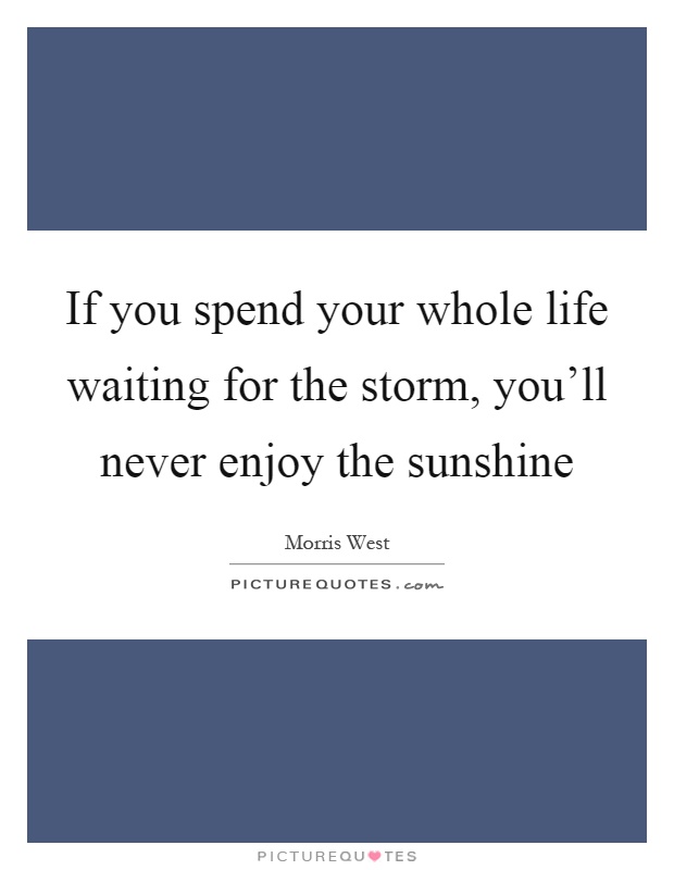 If you spend your whole life waiting for the storm, you'll never enjoy the sunshine Picture Quote #1