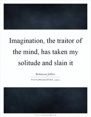 Imagination, the traitor of the mind, has taken my solitude and slain it Picture Quote #1
