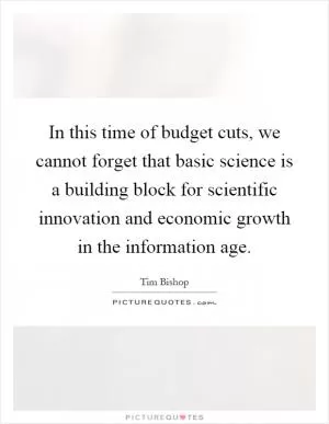 In this time of budget cuts, we cannot forget that basic science is a building block for scientific innovation and economic growth in the information age Picture Quote #1