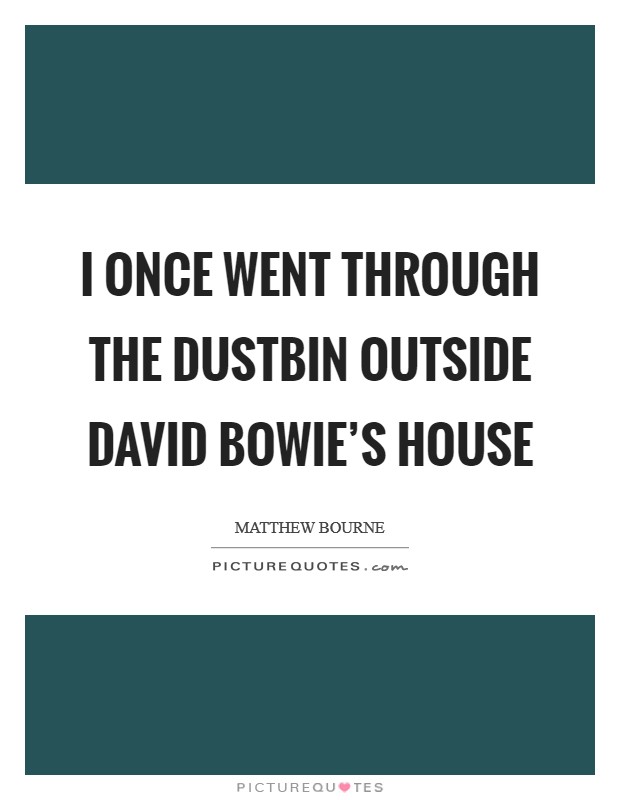 I once went through the dustbin outside David Bowie's house Picture Quote #1