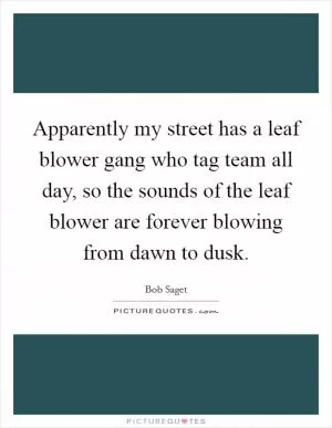 Apparently my street has a leaf blower gang who tag team all day, so the sounds of the leaf blower are forever blowing from dawn to dusk Picture Quote #1