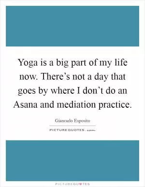 Yoga is a big part of my life now. There’s not a day that goes by where I don’t do an Asana and mediation practice Picture Quote #1