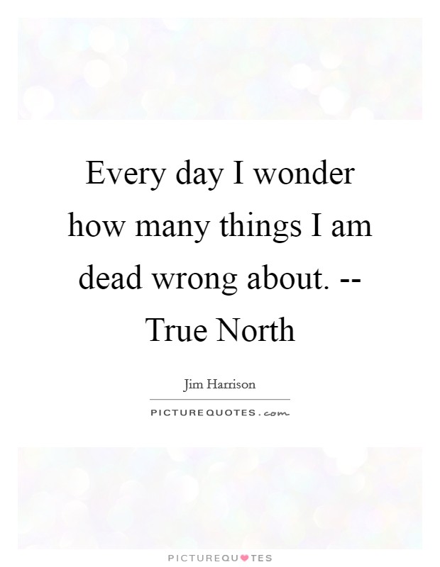 Every day I wonder how many things I am dead wrong about. -- True North Picture Quote #1