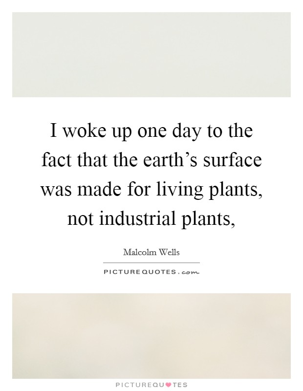I woke up one day to the fact that the earth's surface was made for living plants, not industrial plants, Picture Quote #1