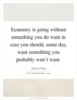 Economy is going without something you do want in case you should, some day, want something you probably won’t want Picture Quote #1