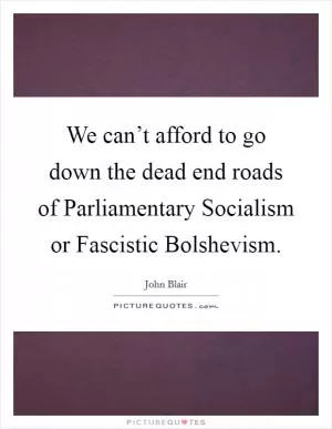 We can’t afford to go down the dead end roads of Parliamentary Socialism or Fascistic Bolshevism Picture Quote #1