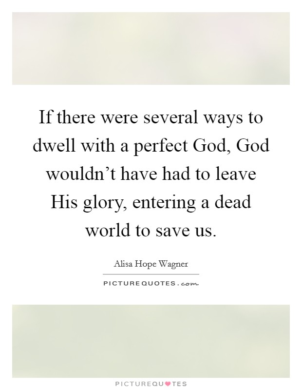 If there were several ways to dwell with a perfect God, God wouldn’t have had to leave His glory, entering a dead world to save us Picture Quote #1