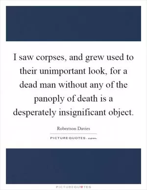I saw corpses, and grew used to their unimportant look, for a dead man without any of the panoply of death is a desperately insignificant object Picture Quote #1