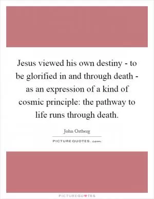 Jesus viewed his own destiny - to be glorified in and through death - as an expression of a kind of cosmic principle: the pathway to life runs through death Picture Quote #1