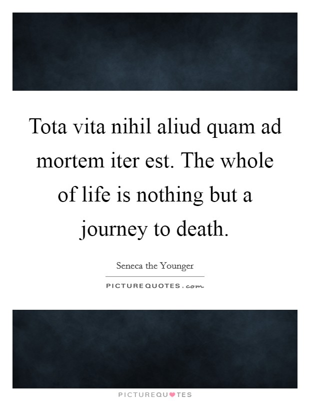 Tota vita nihil aliud quam ad mortem iter est. The whole of life is nothing but a journey to death. Picture Quote #1