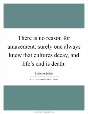 There is no reason for amazement: surely one always knew that cultures decay, and life’s end is death Picture Quote #1