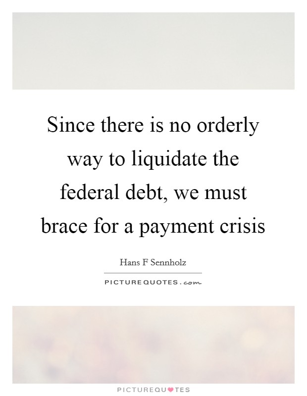Since there is no orderly way to liquidate the federal debt, we must brace for a payment crisis Picture Quote #1