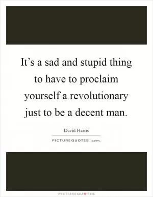 It’s a sad and stupid thing to have to proclaim yourself a revolutionary just to be a decent man Picture Quote #1