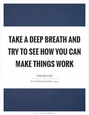 Take a deep breath and try to see how you can make things work Picture Quote #1