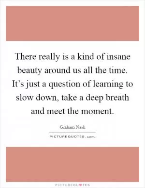 There really is a kind of insane beauty around us all the time. It’s just a question of learning to slow down, take a deep breath and meet the moment Picture Quote #1