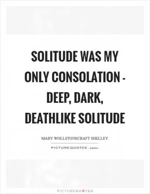 Solitude was my only consolation - deep, dark, deathlike solitude Picture Quote #1