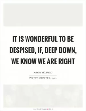 It is wonderful to be despised, if, deep down, we know we are right Picture Quote #1