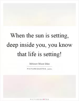 When the sun is setting, deep inside you, you know that life is setting! Picture Quote #1