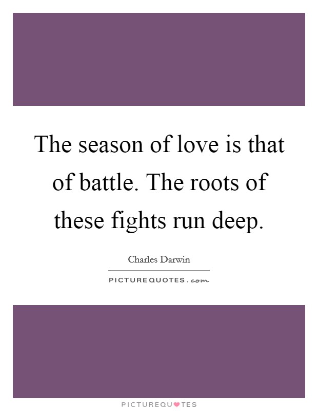 The season of love is that of battle. The roots of these fights run deep. Picture Quote #1