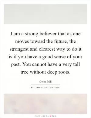 I am a strong believer that as one moves toward the future, the strongest and clearest way to do it is if you have a good sense of your past. You cannot have a very tall tree without deep roots Picture Quote #1