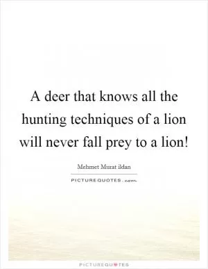 A deer that knows all the hunting techniques of a lion will never fall prey to a lion! Picture Quote #1