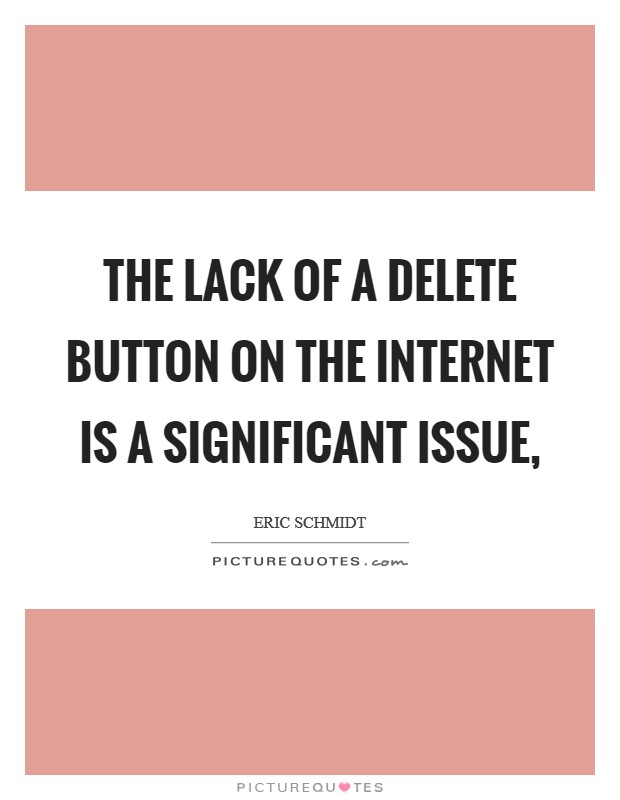 The lack of a delete button on the internet is a significant issue, Picture Quote #1