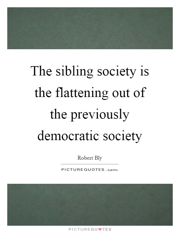 The sibling society is the flattening out of the previously democratic society Picture Quote #1