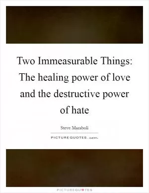Two Immeasurable Things: The healing power of love and the destructive power of hate Picture Quote #1