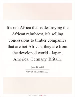 It’s not Africa that is destroying the African rainforest, it’s selling concessions to timber companies that are not African, they are from the developed world - Japan, America, Germany, Britain Picture Quote #1